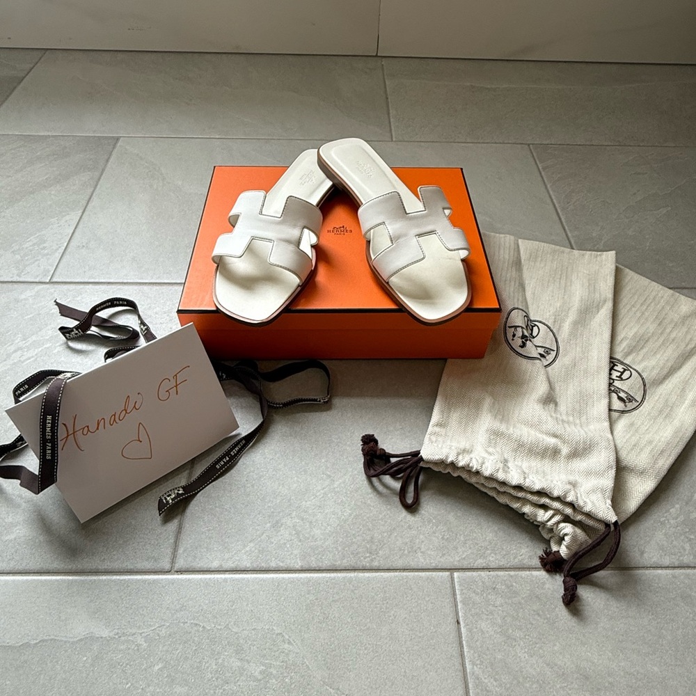 Hermes Oran Sandals 40.5 in Blanc